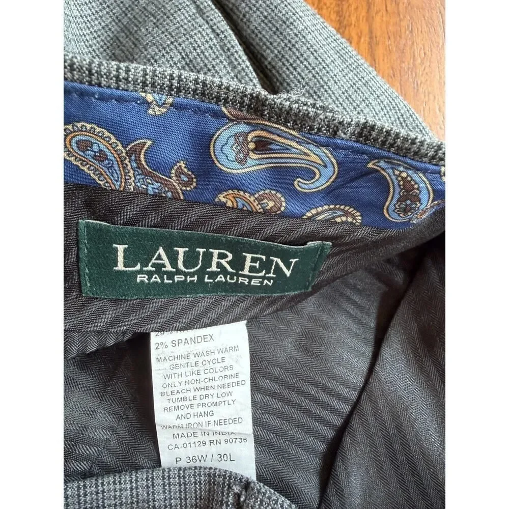 Lauren Ralph Lauren Men's Grey Micro-Check Dress Pants - Size 36x30
